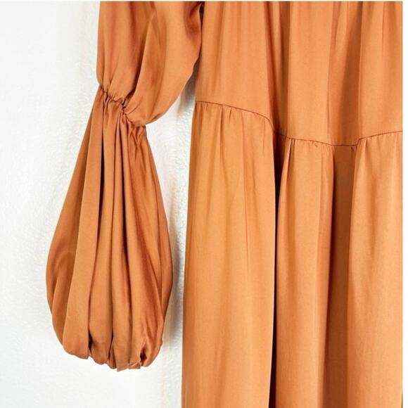 Diarrablu Kudi Dress Women's Small Rust Long Sleeve Off Shoulder Tiered Maxi NWT - Picture 7 of 11